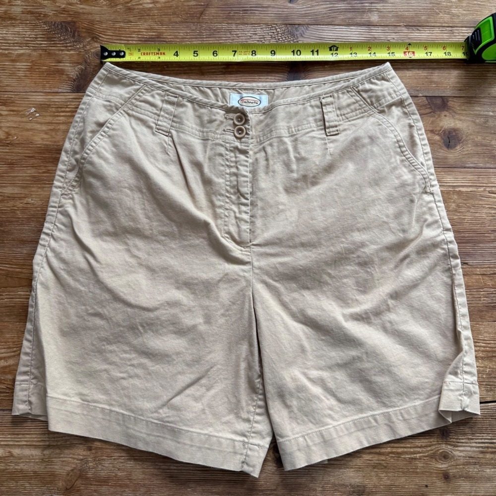 Talbots Tan Y2K Khaki Cotton Stretch Bermuda Chino Walking 7" Shorts WM's 10 EUC - Picture 7 of 9